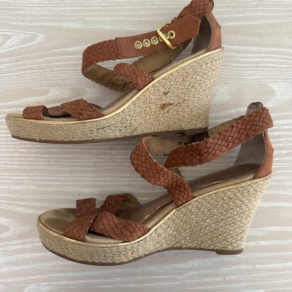 Sperry Espadrille Women's Size 9.5 Brown Leather And Rope Ankle Strap
